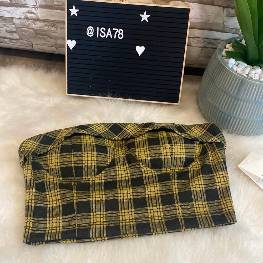MERAKI plaid cropped top